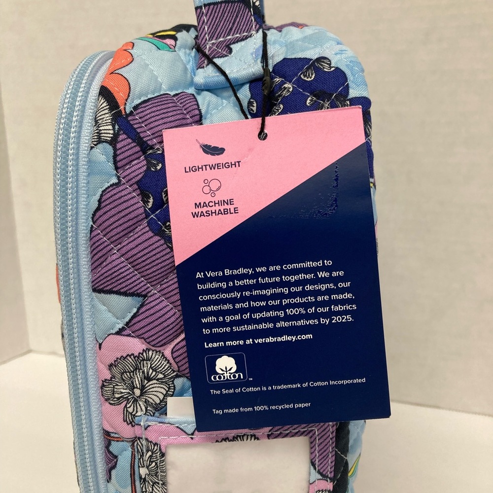 Vera Bradley Insulated Lunch Bunch Bag "Butterfly By" Blue Quilted Zip - Picture 6 of 6